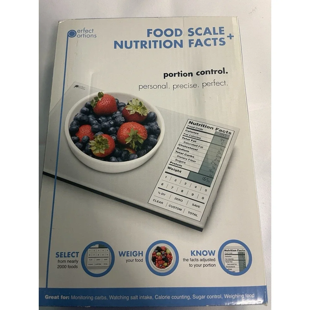 Perfect Portions Digital Scale with Nutrition Facts‎ Display, Silver BinA
